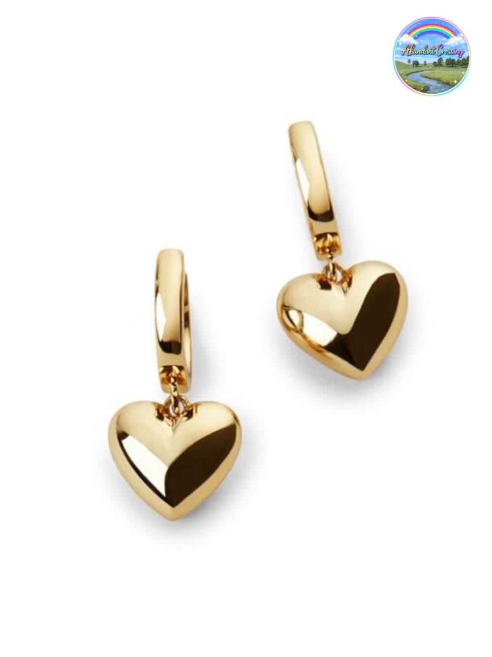 14K Gold Plated Heart Hoop Earrings Hypoallergenic Women Jewelry
